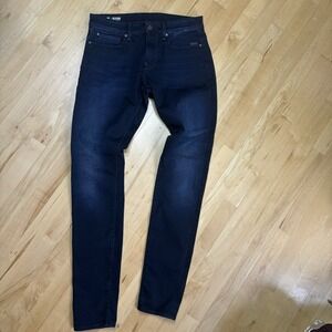 G-Star RAW Jeans Skinny Men's 32x35 Dark Blue Revend Stretch Denim Grunge Biker